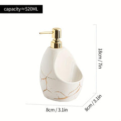 Ceramic Soap Dispenser with Sponge Holder Refillable Liquid Bottle