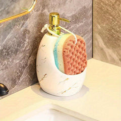 Ceramic Soap Dispenser with Sponge Holder Refillable Liquid Bottle