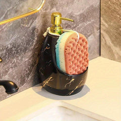 Ceramic Soap Dispenser with Sponge Holder Refillable Liquid Bottle