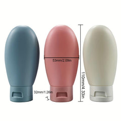 3pcs Travel Size Bottles Soft Squeeze Containers + Carrying Bag for Liquids