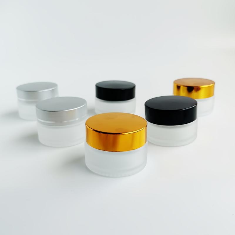 Frosted Glass Travel Jars Set Leak-proof Lotion Cream Containers