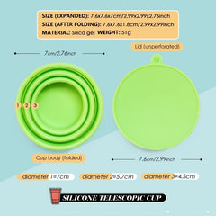 Silicone Collapsible Cup with Lid - Portable Telescopic Cup for Camping