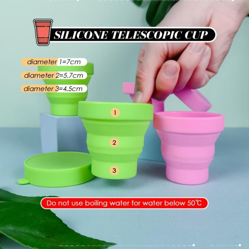 Silicone Collapsible Cup with Lid - Portable Telescopic Cup for Camping