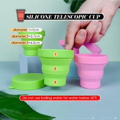 Silicone Collapsible Cup with Lid - Portable Telescopic Cup for Camping