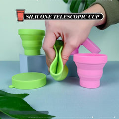 Silicone Collapsible Cup with Lid - Portable Telescopic Cup for Camping