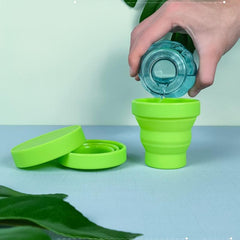 Silicone Collapsible Cup with Lid - Portable Telescopic Cup for Camping