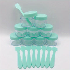 9pcs 20ml Cosmetic Jar w/ Spatula Lotions Masks Rhinestones Samples