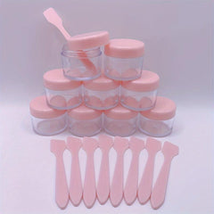 9pcs 20ml Cosmetic Jar w/ Spatula Lotions Masks Rhinestones Samples
