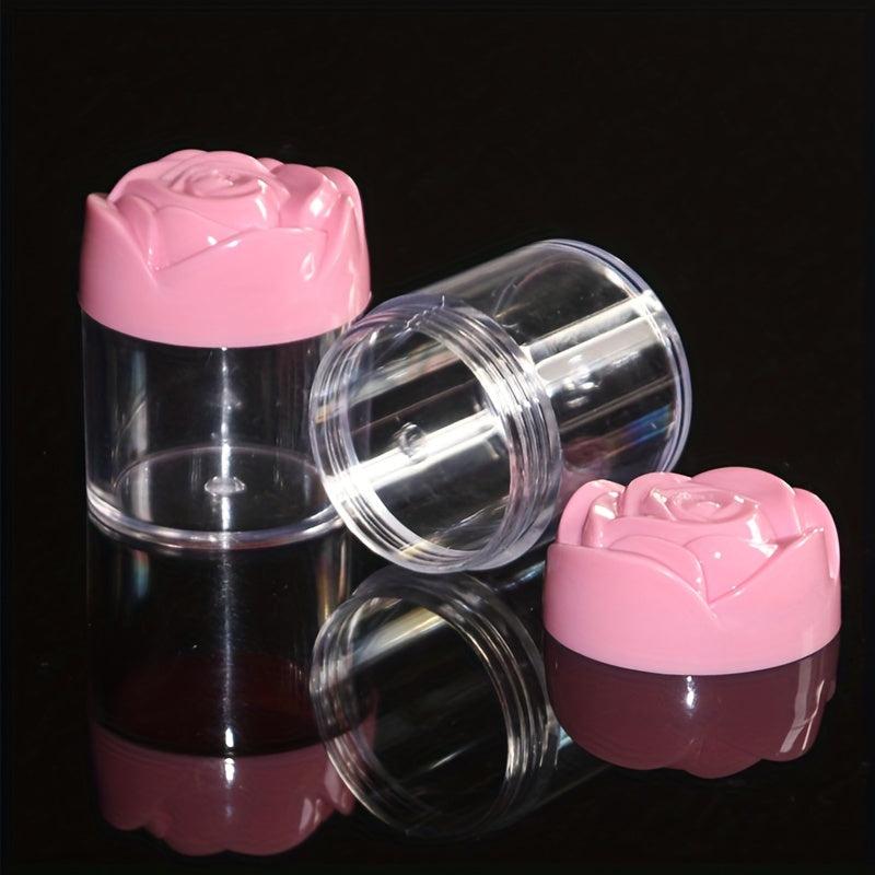 5pcs 20g Plastic Cosmetic Cream Containers With Rose Caps Makeup Sample