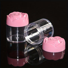 5pcs 20g Plastic Cosmetic Cream Containers With Rose Caps Makeup Sample