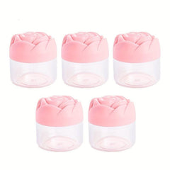 5pcs 20g Plastic Cosmetic Cream Containers With Rose Caps Makeup Sample