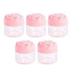 5pcs 20g Plastic Cosmetic Cream Containers With Rose Caps Makeup Sample