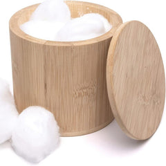 Bamboo Cotton Swabs Cotton Round Holder Organizer with Lid