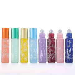 Macaron Printed Roller Bottles Leak Proof Refillable Glass Bottles
