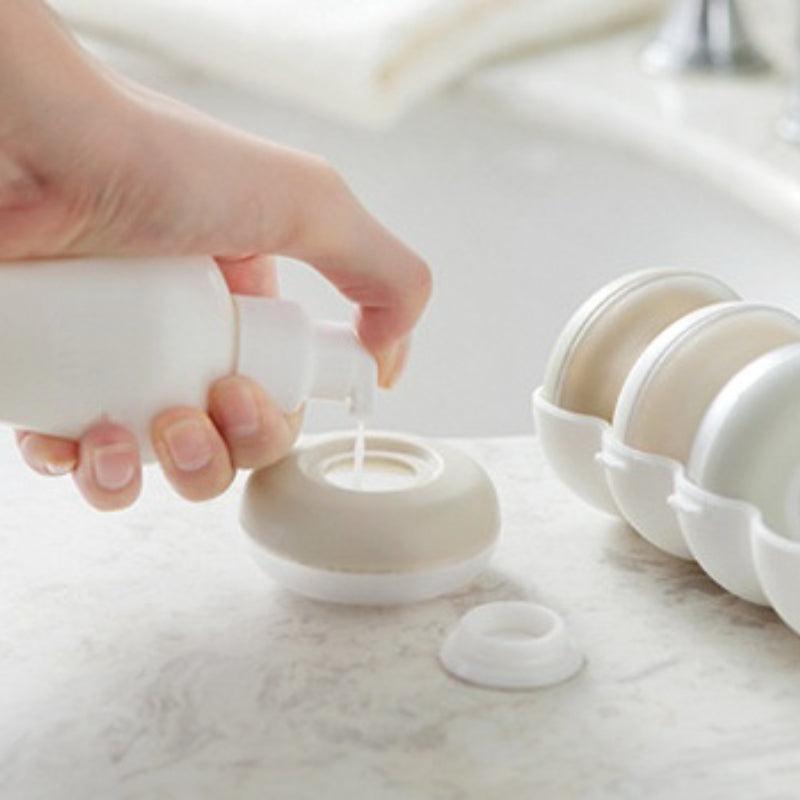Portable Travel Dispenser Set 4Pcs Round Liquid Emulsion Storage Box