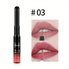2 In 1 Lip Line Matte Lip Gloss Double Head Lip Stick 12 Colors