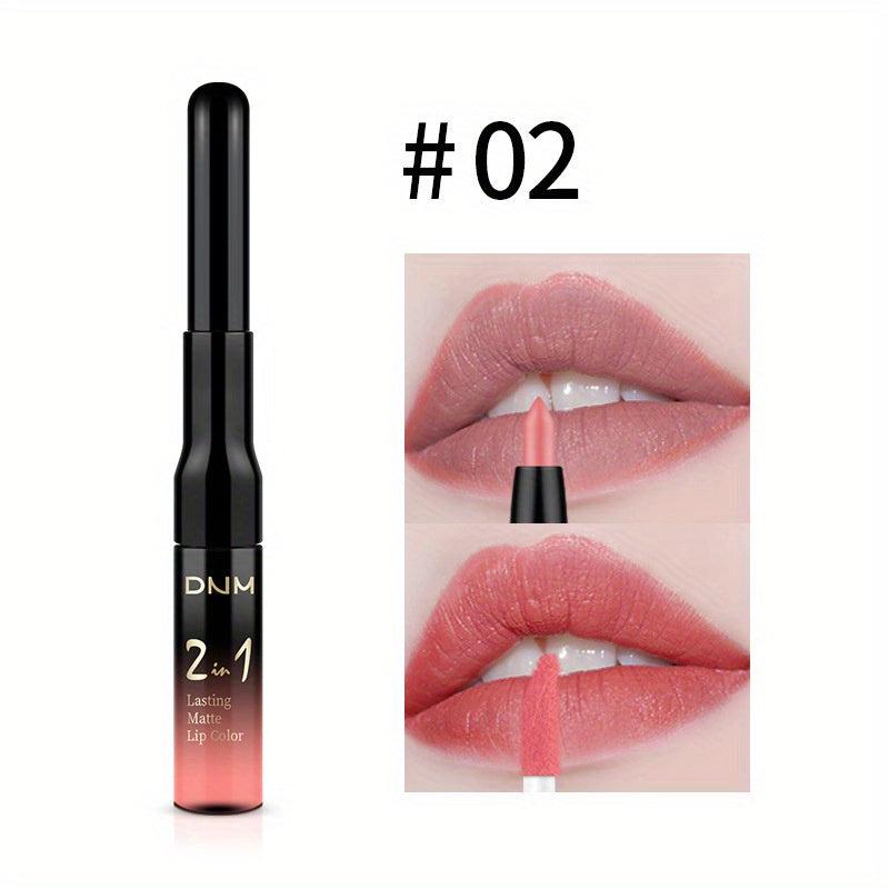 2 In 1 Lip Line Matte Lip Gloss Double Head Lip Stick 12 Colors