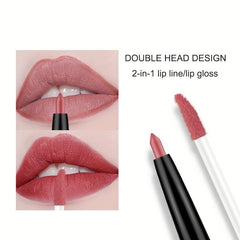 2 In 1 Lip Line Matte Lip Gloss Double Head Lip Stick 12 Colors