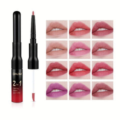 2 In 1 Lip Line Matte Lip Gloss Double Head Lip Stick 12 Colors