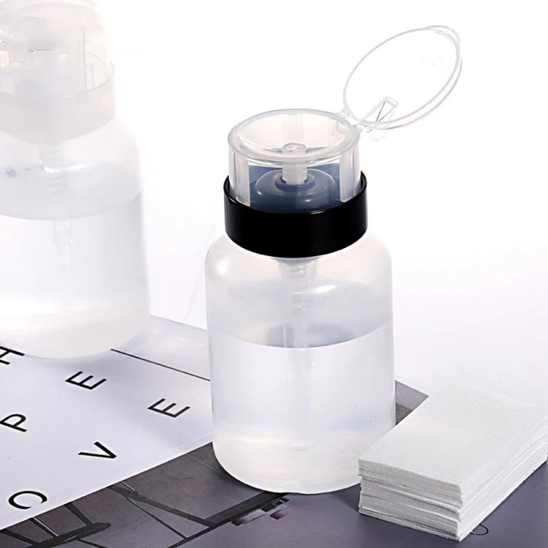 200ML 6 76OZ Nail Liquid Sub Bottle W Cover Press Pump Refillable Bottle