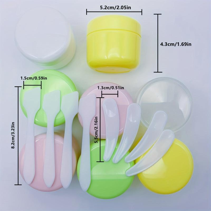 4pcs Travel Cosmetic Containers + 8pcs Spatula 50g Leakproof Empty Jars