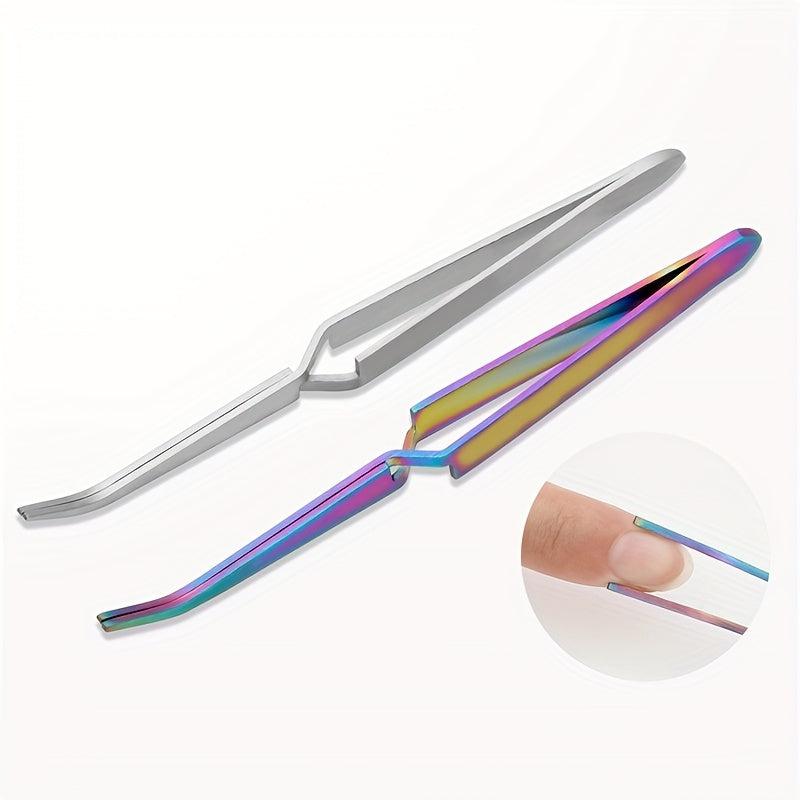 Stainless Steel Nail Art Tweezers and Clippers - Multifunctional Manicure Tool