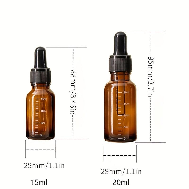 8pcs 15ml 20ml Amber Graduated Glass Dropper Bottles