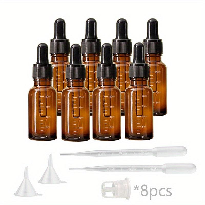 8pcs 15ml 20ml Amber Graduated Glass Dropper Bottles