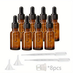 8pcs 15ml 20ml Amber Graduated Glass Dropper Bottles