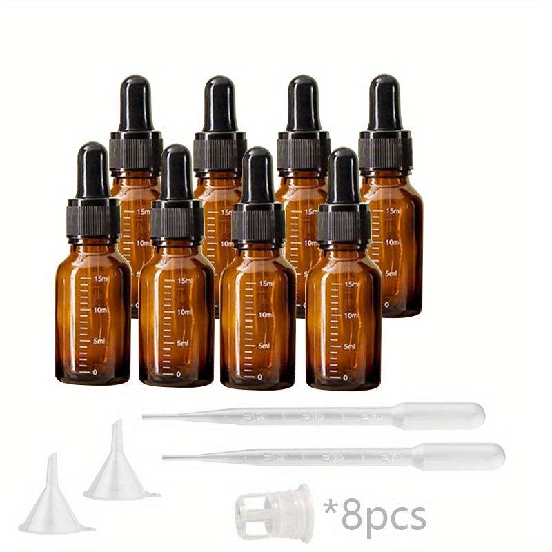 8pcs 15ml 20ml Amber Graduated Glass Dropper Bottles