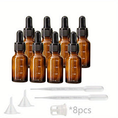 8pcs 15ml 20ml Amber Graduated Glass Dropper Bottles
