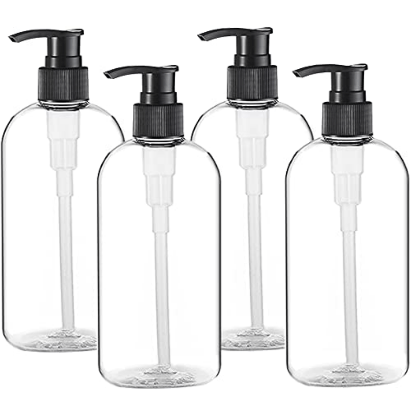 250ml Pet Press Bottle with Pump for Body Wash Shampoo Clear Cylinder