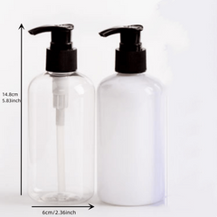 250ml Pet Press Bottle with Pump for Body Wash Shampoo Clear Cylinder