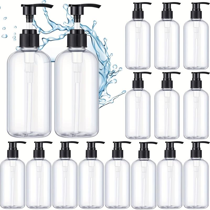 250ml Pet Press Bottle with Pump for Body Wash Shampoo Clear Cylinder