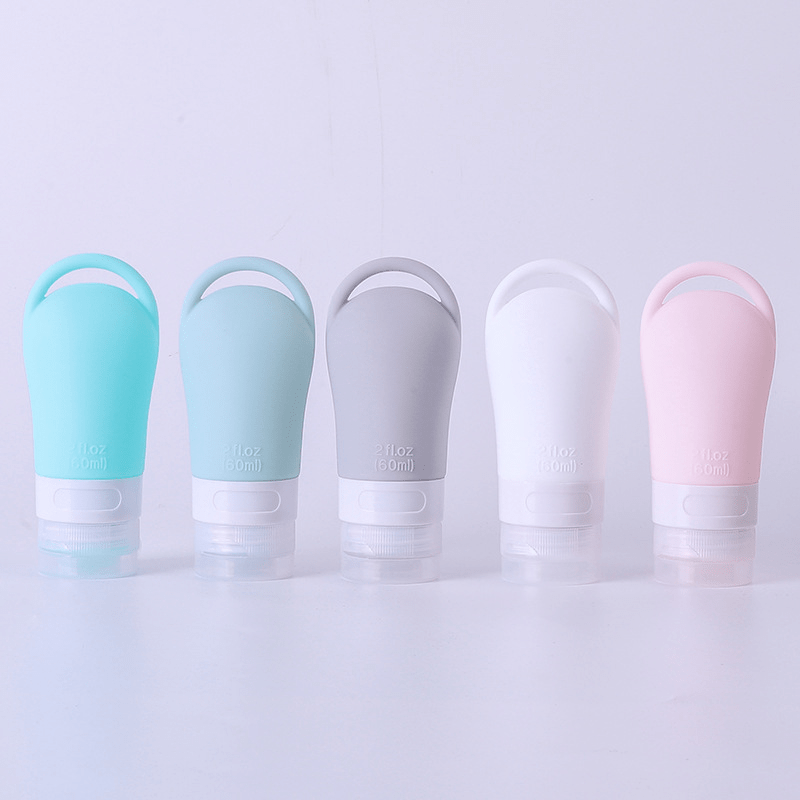 5pcs Silicone Leak Proof Travel Shampoo Bottles Portable Toiletry Containers
