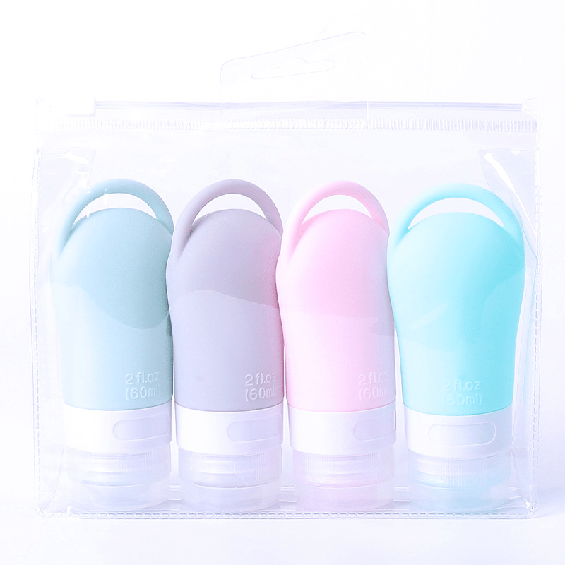 5pcs Silicone Leak Proof Travel Shampoo Bottles Portable Toiletry Containers
