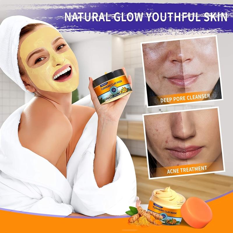 Turmeric Mud Mask with Vitamin C for Even Skin Tone Clean Up Blackhead Dirt