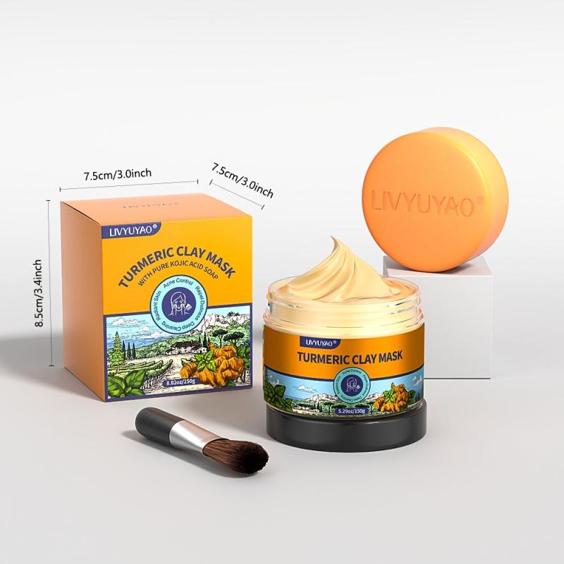 Turmeric Mud Mask with Vitamin C for Even Skin Tone Clean Up Blackhead Dirt