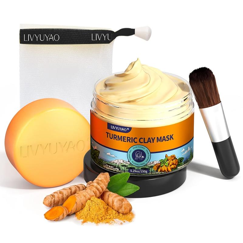 Turmeric Mud Mask with Vitamin C for Even Skin Tone Clean Up Blackhead Dirt
