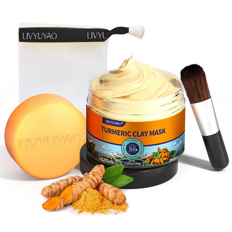 Turmeric Mud Mask with Vitamin C for Even Skin Tone Clean Up Blackhead Dirt