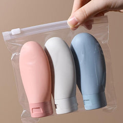 3 Refillable Silicone Travel Bottles Leak Proof & Squeezable for Toiletries