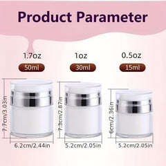 Airless Pump Jar Refillable Bottle for Moisturizer Travel Containers