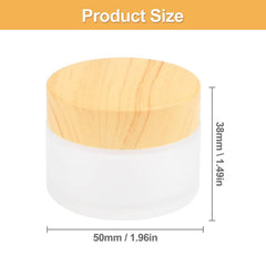 1oz Frosted Glass Jar with Wood Grain Lid - Refillable Mini Lotion Jar