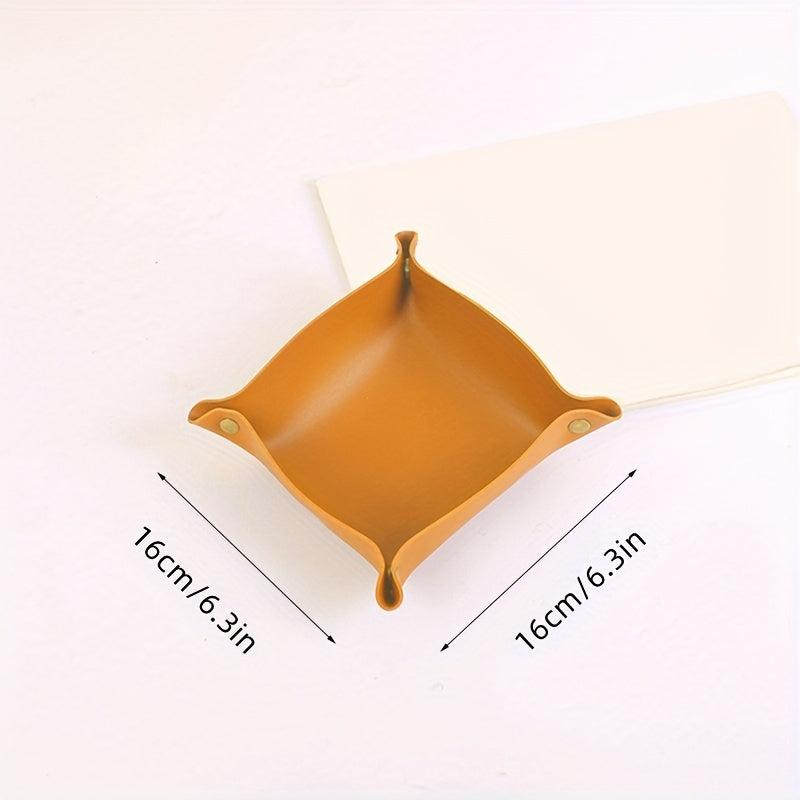Leather Storage Tray Folding Desktop Organizer for Key Jewelry Cosmetic