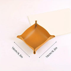 Leather Storage Tray Folding Desktop Organizer for Key Jewelry Cosmetic