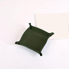 Leather Storage Tray Folding Desktop Organizer for Key Jewelry Cosmetic