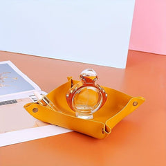 Leather Storage Tray Folding Desktop Organizer for Key Jewelry Cosmetic