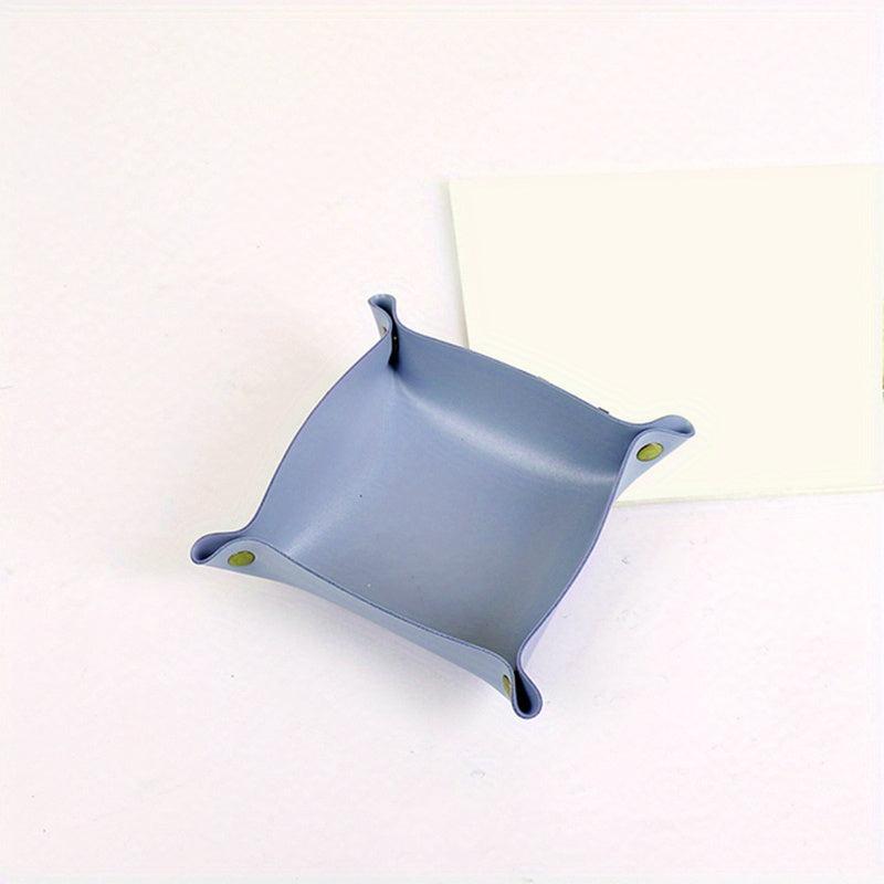 Leather Storage Tray Folding Desktop Organizer for Key Jewelry Cosmetic
