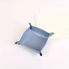 Leather Storage Tray Folding Desktop Organizer for Key Jewelry Cosmetic
