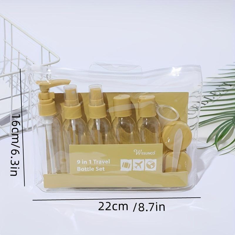 9pcs Toiletries Travel Bottles Set Leak Proof Cream Jars Spray For Women Men